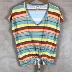 Style & Co . Soft Pastel Striped Knot Front T-Shirt NEW SMALL Photo 0