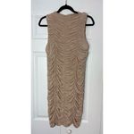 Marina Nude Beige Sleeveless Ruched Smocked Stretch Bodycon Mini Dress Size XL Tan Photo 3