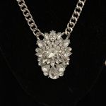 Statement Necklace Rhinestone‎ Large Teardrop Silver Photo 1