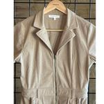 Ces Femme Corduroy Dress Sz Small Cream Zip Up Front Pockets Mini Y2K Tan Photo 2