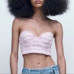 ZARA •  pastel tweed buster corset crop top pink purple white large Photo 0