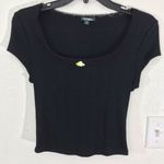 Wild Fable black baby tee with lace neckline Photo 1