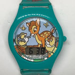 Disney  Bambi Digital vintage Watch plastic green quartz 34mm up to 8.5” running Photo 0