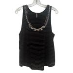 Free People Free People Aztec Louie Split Back Beaded Tank Women's Large Black Boho Dainty Photo 4