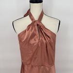Birdy Grey  Monica halter‎ maxi dress shiny satin terracotta Size XXL Photo 5