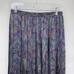 Vintage Russ Pleated Preppy Midi Skirt Womens 14 Purple Paisley Silky Satin Photo 4