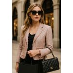 Rebecca Taylor Pink Tweed Fringe Trim Blazer Jacket Women’s Size 10 Photo 1