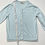 Loft Baby Blue 3/4 sleeve cardigan with button women’s size small Photo 5