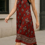 Xhilaration Burgundy Red Patterned Sleeveless  Midi Dress  with crochet detail Photo 0