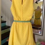 Cute Elle Yellow Summer Sleeveless Dress with Belt (Lined) Size S. Photo 1