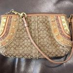 Coach VINTAGE  Signature C Jacquard Embroidered Studded Wristlet Clutch Photo 0