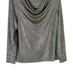 Chico's Chico’s Metallic Cowl Neck Long Sleeve Top Womens XL Gold Shiny Streth Glam NYE Photo 3