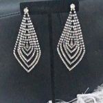 New Stunning Rhinestone Diamond Drop Earrings for Prom Wedding Special Occasion Silver Photo 4