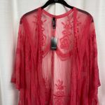 Torrid  Pink Mesh Embroidered Ruana Kimono Sz.OS NWT Photo 6