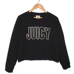 Juicy Couture French Terry Crew Neck Crop Sweatshirt Crown Womens Black L Photo 0
