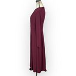 Eliza J  Pleated A-Line Midi Dress Women's 6 Burgundy Keyhole Cutout Long Sleeves Photo 3