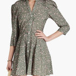 Maje  rakita puff sleeve woven pleated mini dress belted floral sage cottagecore Photo 0