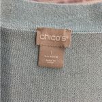 Chico's 1 Cardgian Sweater Womens M Shine 3 Button Front 3/4 Slv Pale Turquoise Photo 1