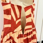 Mon Renn Surreal Midi Dress Tropico Print Red Medium Drop Waist Cotton Vacation Photo 5