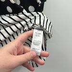 Doe & Rae Black White Stripe Polka Dot Blouse Women’s Size Small Workwear Photo 3