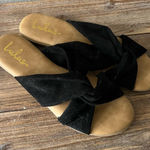 Lulus  Santana Black Suede Slide Sandals Size 9 NWOT Photo 0