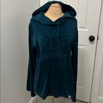 Adidas  Tecmin Teal Velour Bell Sleeve Hoodie Photo 2