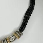Chico's Rhinestone Silver and Gold Tone Black Braided Cord Necklace β¨ Photo 5