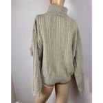 Jeanne pierre Vintage Sage 100% Cotton cable knit ribbed turtleneck Sweater Sz M Photo 5
