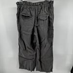 Magaschoni  100% Linen Paperbag Pants Crop Wide Leg Pockets Elastic Waist Gray L Photo 3