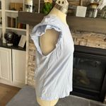 DKNY  Blue Ruffled Cap Sleeve T-Shirt Photo 6