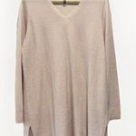Eileen Fisher Wool Crepe Cream V-Neck Ballet Tunic Blouse Sweater Size Large Photo 0