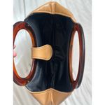 Vintage Tan Smooth Leather Stocko Clutch Purse Handbag Bakelite Lucite Handles Photo 4