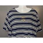 Needle & Thread Vintage Needle & Threads Shirt Womens XL Navy Gold Striped Nautical 90s Photo 1