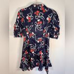 BURRYCO Floral Print Mini Puff Sleeve Lace Collar Flowy Dress Size 4 Photo 2