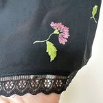 Alberto Makali VTG  Skirt 10 Dark Floral Embroidered Midi Lace Trim Zip Up Photo 3