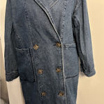 Forever 21 Denim Trench Coat Blue Jean Jacket Pockets Double Breasted Sz. Small Photo 0