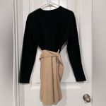 ZARA Black & Tan Belted Contrast Dress – Size M – New Without Tags Photo 7