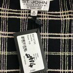 St. John  Tweed Knit Women Zipper Blazer Size 10 Black Lime Green Tan & White Photo 6