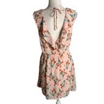 Everly Sleeveless Chiffon Mini Dress S Pink Elastic Waist Lined Low Back V Neck Photo 3