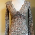 Ann Ferriday One Size Beaded Lace y2k s boho fairy vintage Romantic top shirt Brown Photo 0