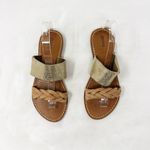 Soludos [Anthropologie]  Gold Tan Crackled Leather Metallic Braided Sandals 7.5 Photo 1