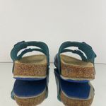 Birkenstock Two Tone Blue Leather Arizona Dual Strap Summer Slip On Sandals Photo 3