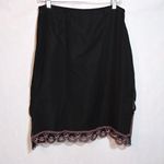 Willi Smith Elegant Black Silk Skirt with Pink Embroidery Beading Y2k Feminine 8 Photo 5