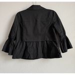 Kate & Mallory  Women's Small Black Denim Bell Sleeve Button Front Ruffled Jacket Photo 1