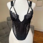 Pretty Little Thing  Black Lace Satin Mix Thick Strap Corset Size 0 Photo 3