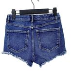 ZARA  Mid Rise Cuttoff Frayed Jean Shorts Raw Ripped Hem Pockets 4 Blue #3068 Photo 4