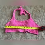 Shade & Shore Women's Pink Textured Cut Out Halter Bralette Bikini Top,Size L,NWT Photo 7