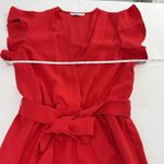 Amanda Uprichard  Red Martinique Midi Dress Ruffle Sleeve Tulip Hem Belt MEDIUM Photo 11