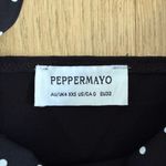 Peppermayo  Bustier Top Halter Neck Tie Polka Dot Channel Size US 0 Black White Photo 1