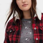 Torrid Red Plaid Brushed Twill&Faux Fur Collar Trucker Jacket Sz.4 Photo 2